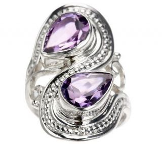 Artisan Crafted Sterling 2.00 ct Amethyst Bypass Ring —