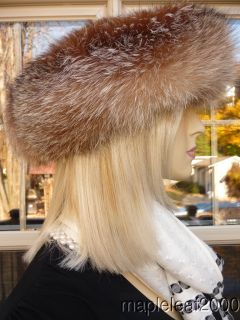 Beautiful Crystal Fox Fur Headband Hat Scarf New
