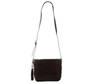 Tignanello Suede and Faux Fur Large Flap Crossbody Bag   A216792