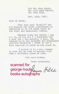 Greta Garbo Autograph Letter George Cukor James Hilton Camille