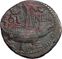 Agrippa and Augustus. As Nemausus 10AD. Crocodile chained to palm