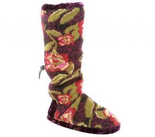 Muk Luks Tina Secret Garden Toggle Slipper Boots   A326554