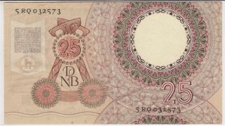 Netherlands 25 Gulden 1955 Pick# 87 Crisp EF Rare