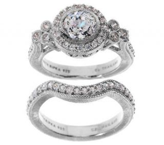 Judith Ripka Sterling 1.85ct Diamonique Bridal Ring Set   J270962