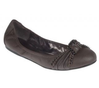 Makowsky Suede or Leather Flats with Knot and Chain Detail 
