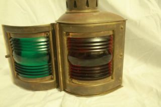 Green and Red Lens Wilcox Crittenden Brass SHIP Lantern Very Clean