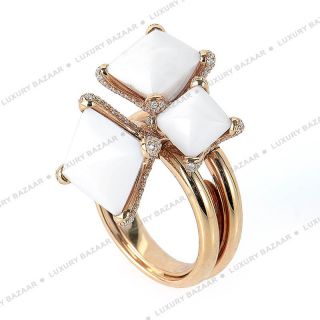 Crivelli 18K Rose Gold White Onyx and Diamond Ring