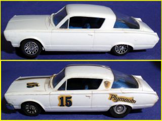 Vintage 1966 Strombecker Plymouth Barracuda Slot Cars as Is 1 32