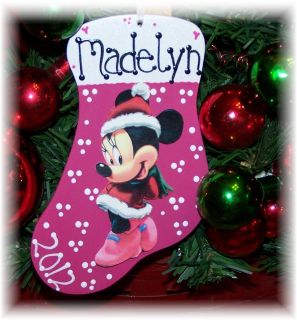 Minnie Mouse Christmas Holiday 2012 Wooden Ornament Free Name