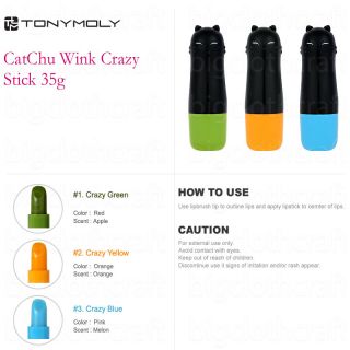  Moly Cat Chu Wink Crazy Tint Stick Lip Gloss 35g 3 Crazy Blue