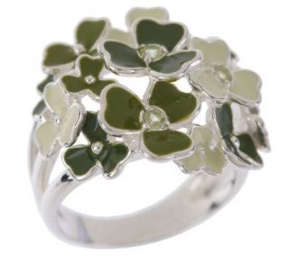 Sterling Silver Shamrock Ring with Peridot Accents —