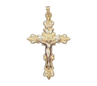 14K Fashion Pierced Cross Pendant with WhiteGold Crucifix   J108206