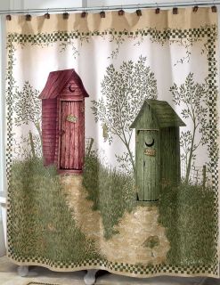 Outhouses Shower Curtain  Country Decor Fabric Shower Curtain