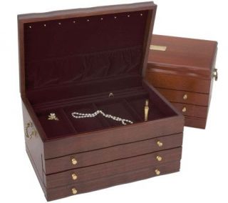 Reed & Barton Athena 3 Drawer Jewelry Chest Mahogany/Dior Red 