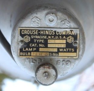 Crouse Hinds ADE12 Light Lamp SHIP Spotlight Mid Century Modern