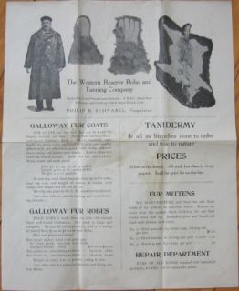 1910 Ad Flier Tanning Taxidermy Fur Cuyahoga Falls Oh