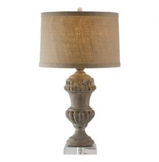 Pair Brussels Medium Carved Wood Urn French Country Table Lamp