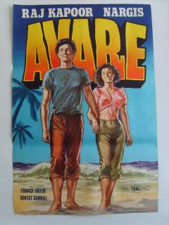 Raj Kapoor Awaara 1951 Vintage Turkish Movie Poster