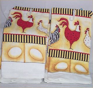 Rooster Egg Kitchen Towels Set of 4 Country Farm Decor T Towels