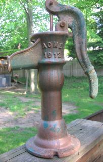 Antique Cast Iron Green Water Pump Primitive Well Farm Hand Pump ACME