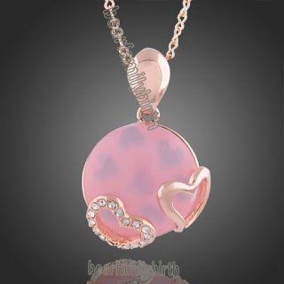  18K Rose Gold GP Swarovski Crystal Pink Quartz Necklace N159
