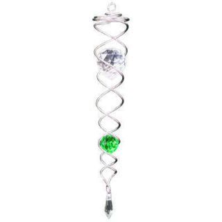 Wind Twister Silver Green Crystal Spinner New