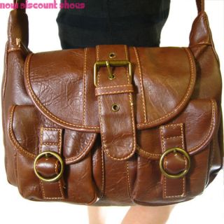 Brown Cross Body Buckle Pocket Messenger Shoulder Bag