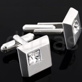  Classic Mens Wedding Party Smooth Cufflinks Square Cuff Links Dress