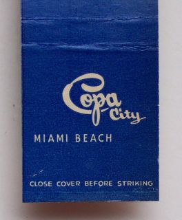 1950s Matchbook Copa City Show Business Miami Beach FL