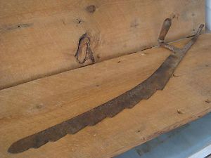 Vtg Antique 2 Handle Hay Knife Ice Cutter Scythe Saw Blade Farm Tool