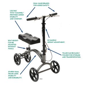 Steerable Knee Walker Scooter Crutches Turning Caddy