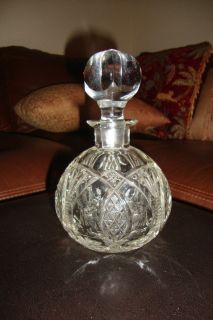 Antique Crystal Cut Glass Cologne Perfume Bottle Decanter Thumbprint