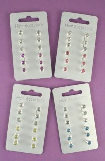 12 Clear and Coloured Crystal Stone Hair Jewels Springs Coils Bridal