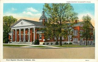 Alabama Al Cullman First Baptist Church Postcard