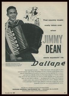 1957 DALLAPE Super Maestro Accordion Jimmy Dean Photo Vintage Trade