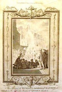 Foxes Martyrs Engraving 1784 Burning Bishop Cranmer