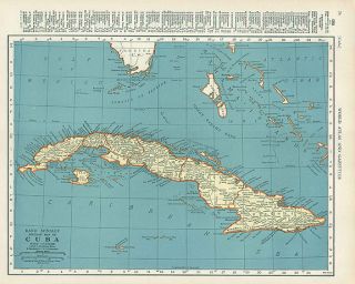 CUBA World War 2 Vintage Map authentic 1939