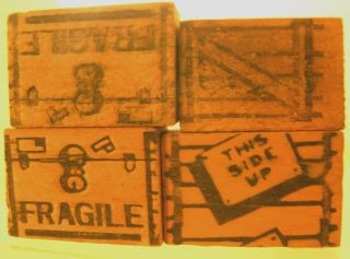 Marx 4 Wooden Shipping Crates of Freight Station 1950s