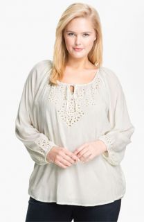 Lucky Brand Rhiannon Cut Out Peasant Top (Plus)