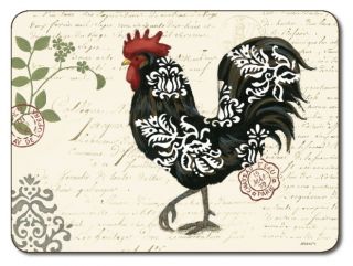 Damask Rooster Cork Backed Placemats and 6 Coasters