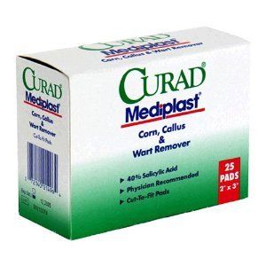 Curad Mediplast Corn Callus Wart Remover Pad 2x3 3 PK