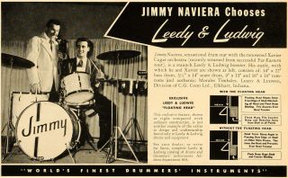  Leedy Ludwig Drums Jimmy Naviera Xavier Cugat   ORIGINAL ADVERTISING
