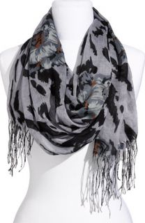 David & Young Animal & Floral Print Fringed Scarf
