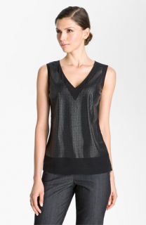 St. John Collection Sequin Front V Neck Top