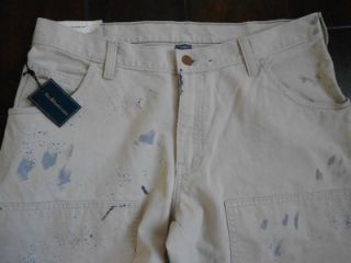  LAUREN Men 34X30 NWT $165 Carpenter Jeans Pants Paint Cream Denim NEW