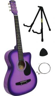 New Crescent Beginners Handmade Purple Cutaway Acoustic Guitar Stand
