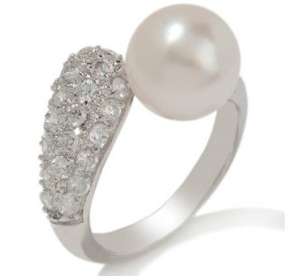 Designs by Veronica Cultured Freshwater Pearl Pavé Set CZ Bypass Ring