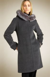 Ellen Tracy Hooded Coat with Fox Fur
