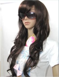 Hot Sale Women Lady Long Dark Brown Cosplay Party Hair Full Wigs WL40