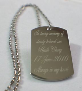 Memorial Dog Tag Necklace Custom Personalize